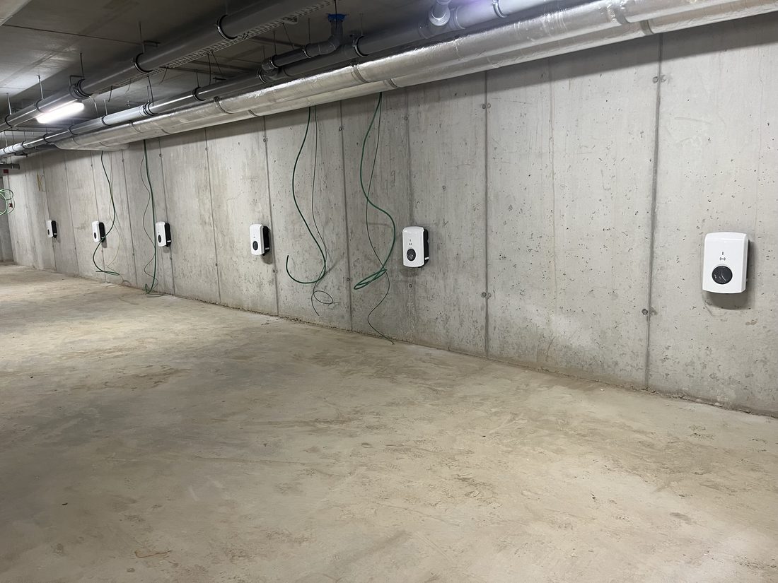 Laadpunten in een ondergrondse parking